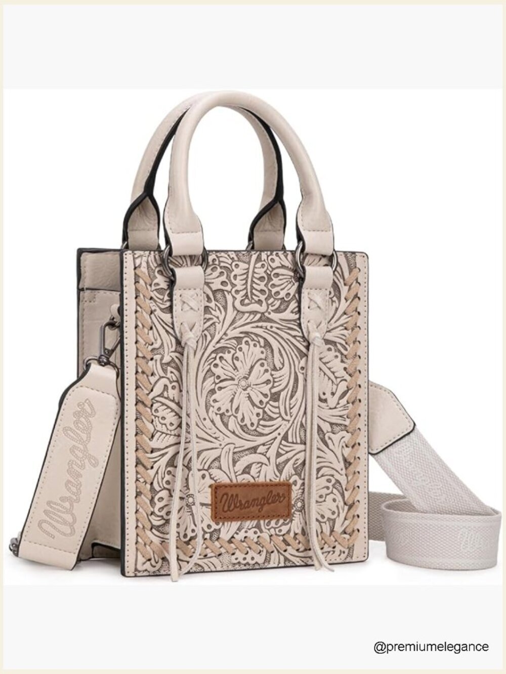 Embossed Western Crossbody Purse with Fringe Mini Tote